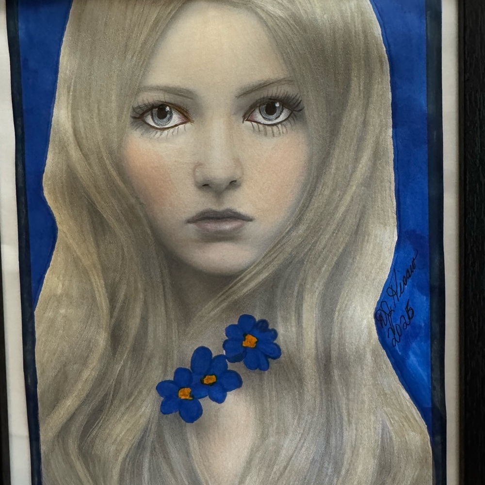 Mystical Blue and Gray Portrait Painting